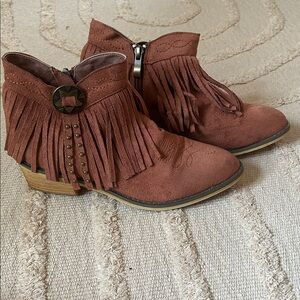 Fringed Suede Ankle Boots